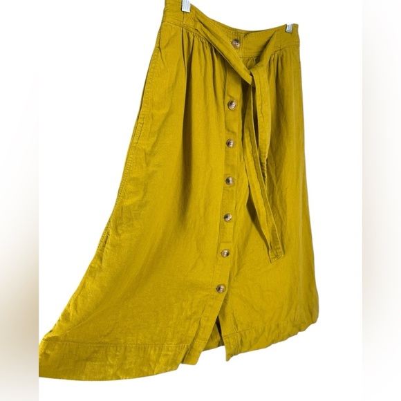 Madewell mustard Tie Palisade Button-Front Midi Skirt 2 XS S - Picture 5 of 9